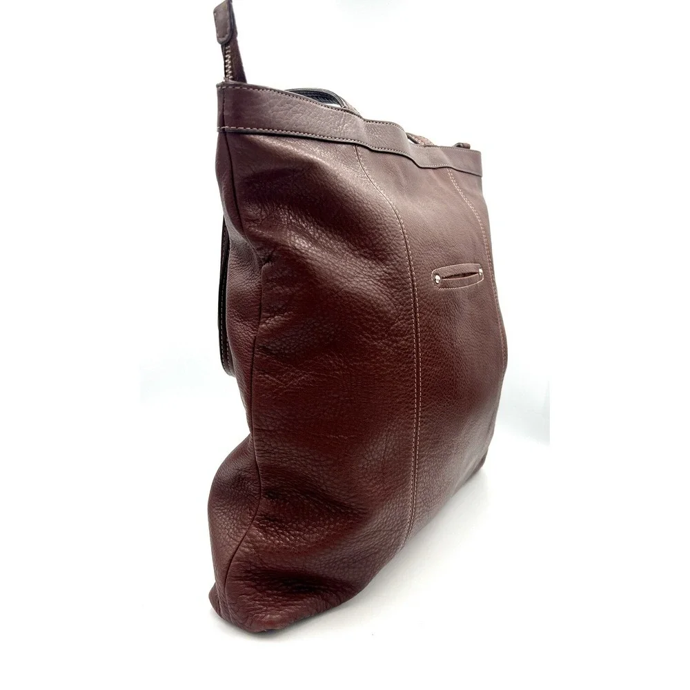 B. Makowsky Brown Leather Large Shoulder Handbag Purse‎ - Picture 6 of 16